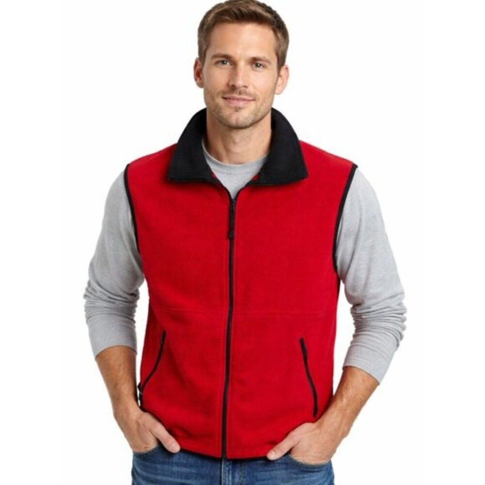 Vintage Farmall Fleece Vest Medium Red Full Zip Sleeveless Y2K